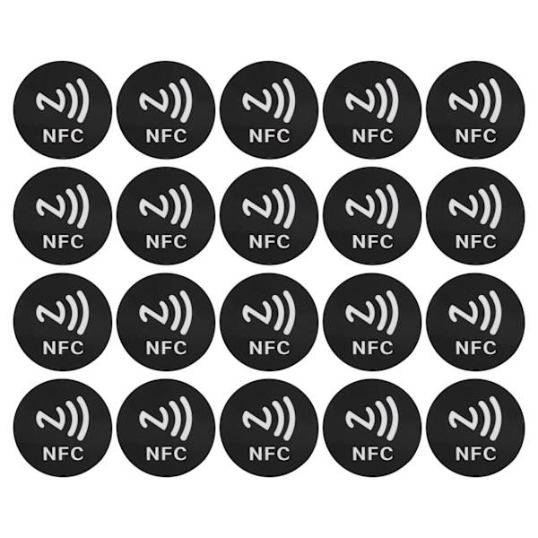 20 stk NFC-klistremerker PET 40 mm Lett Lesbar Skrivbar NFC-koder Telefonryggklistremerker Svart