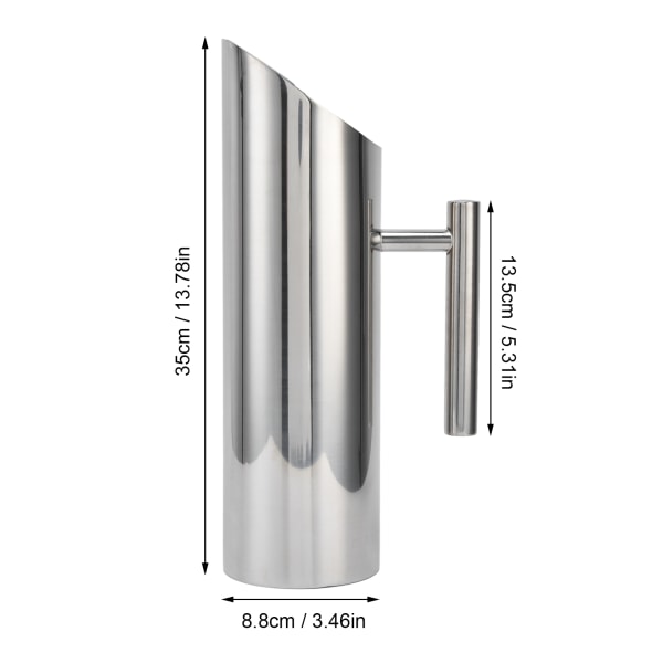 Rustfritt stålkanne Robust 304 Rustfritt stål Stor kapasitet Ergonomisk håndtak Varmebestandig Strømlinjeformet Kaffe kanne 2L