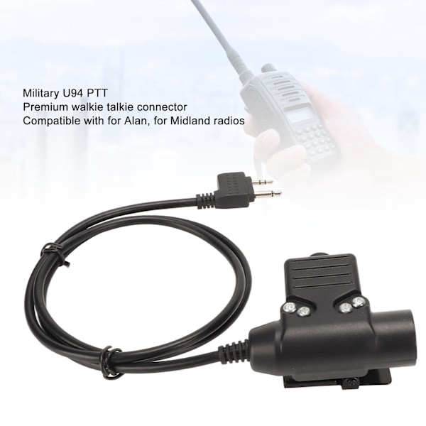 U94 PTT 2-stiftskontakt Plug and Play Hands Free Push to Talk-adapter för Alan för Midland Radio