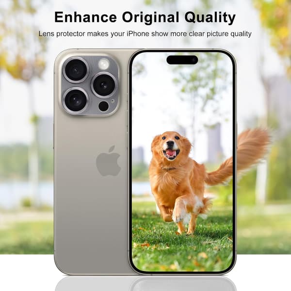 Kamerabeskytter 2-pak til iPhone 15 Pro og iPhone 15 Pro Max Kamerabeskytter Titanium