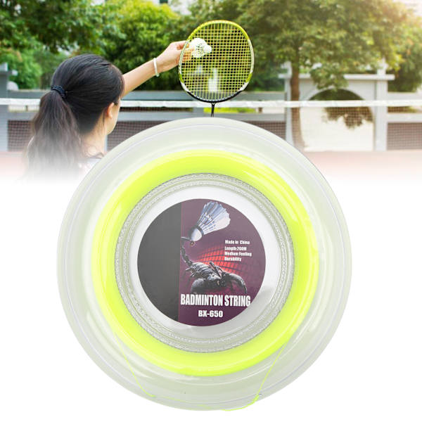 Badminton Ketsjer Streng 0,72 mm 200 m Ketsjer Wire Reel til Amatør Daglig Træning Fluorescerende Gul