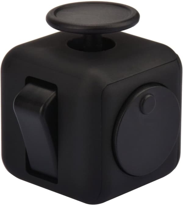Fidget Cube Legetøj 6 Sider Håndlegetøj Hver Dag Bære Fiddle Cube Hjælper med at Lette Stress Angst ADHD Autisme for Voksne Helt Sort