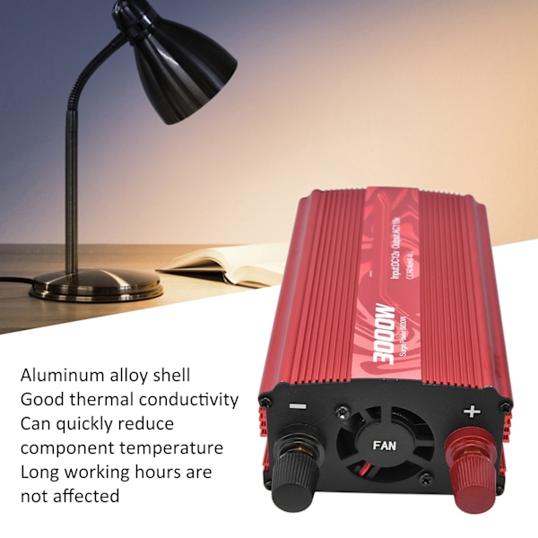 DC till AC-omvandlare Aluminiumlegering Smart Repair Sinusvåg Power Inverters 3000W 12V till 110V