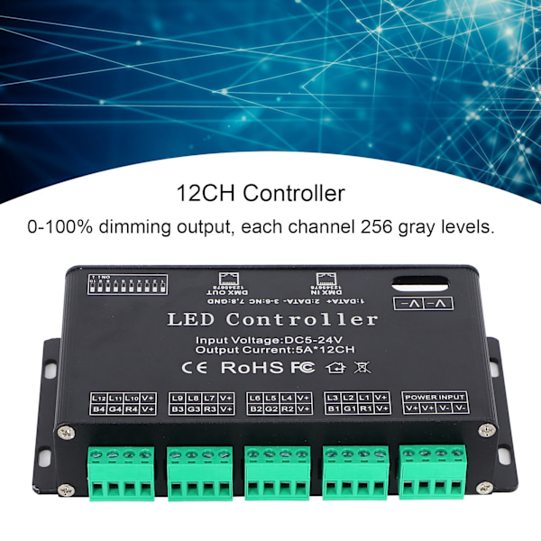 12-kanavainen DMX-vakiodekooderi RGB LED-valonauhaohjain DMX512-dekooderi DC5-24V
