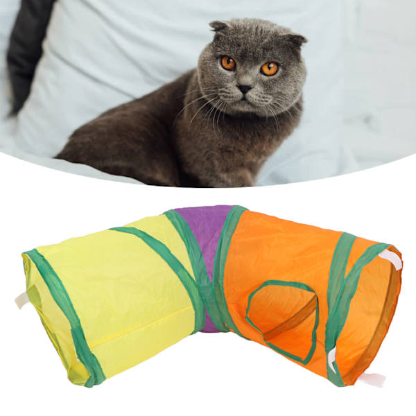 Kattunnel Regnbåge Hopvikbar Förtjockning Interaktiv Husdjurstunnel Leksak för Inomhus Utomhus