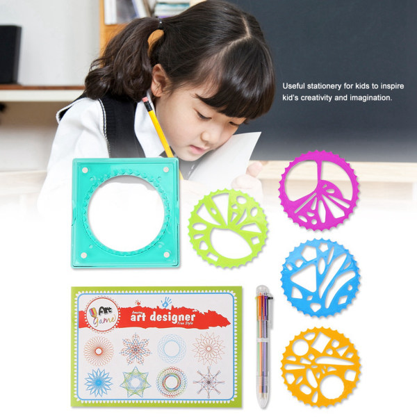 Barn Plast Geometrisk Linjal Mall Spiralritningsverktyg Konstleksak Barn Stationery Supply