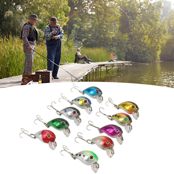 10 stk Minnow Crankbait Fiske Hard Baits Fiske Lures Kit for Saltvann Ferskvann