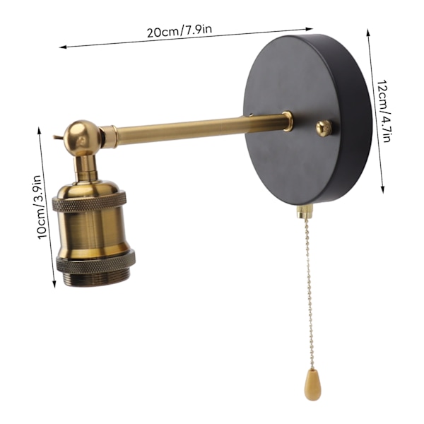 Retro væglampe E27 E26 Jern Justerbar Vintage Vægmonteret Lampe Belysningsarmatur Sæt med Afbryder til Soveværelse Stue Bar 85‑265V Guld