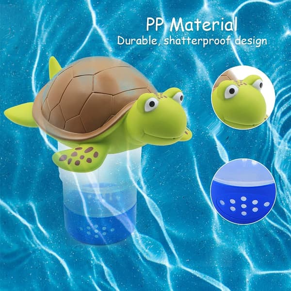 Sköldpaddsformad flytande klordispenser för pool, spa, jacuzzi, 7,6 cm tablett