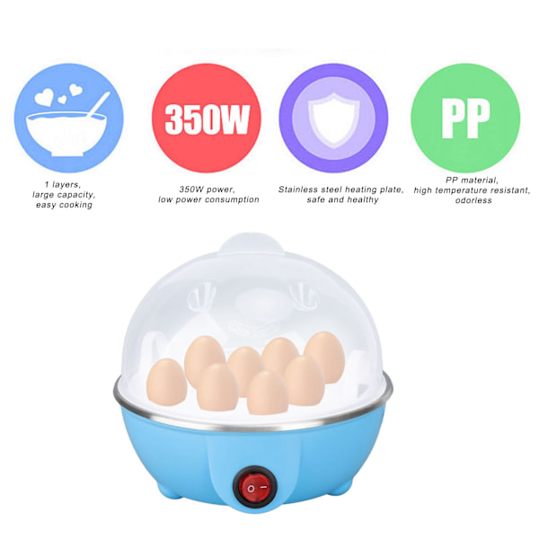 Kylling Egg Cooker Lag Opptil 7 Store Kokte Egg Anti Dry Burning Automatisk Slå Av Egg Poacher Med Varmeplate EU Plugg 110V Blå