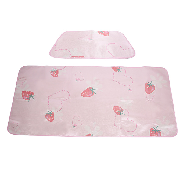 2 st/set tecknad mönster hopfällbar sommar kylning sovmössa luftkonditionering matta med örngott 195x90cm
