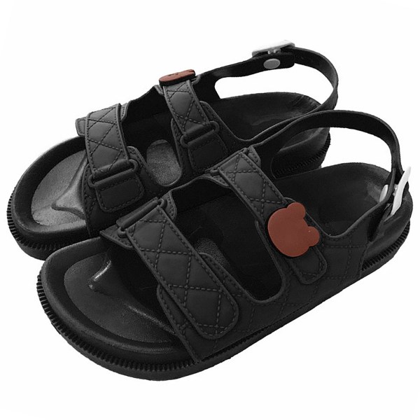 Dam öppna tå sandaler justerbar ankelrem casual halkfri plattform sommarsandaler svart 37