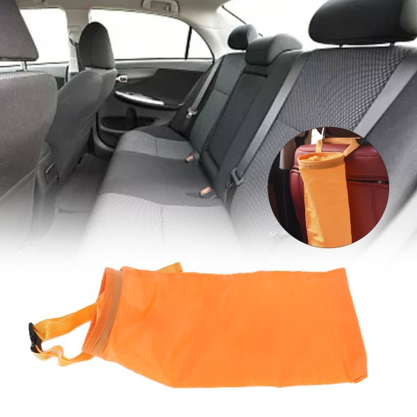 Multifunctional Car Waste Bin Garbage Bag Back Seat Hanging Storage Bag Travel Organizer HolderOrange