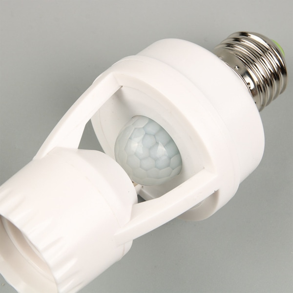 100-240V E27 Sensorlys Sockel 10-300 Sekunders Forsinkelsestid 6m Sensing Avstand IR Bevegelsesaktivert Lampe Pæreholder Adapter