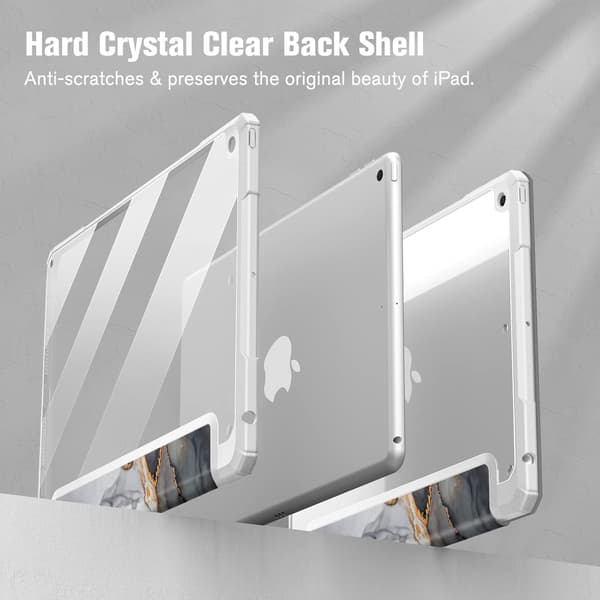 Hybridfodral kompatibelt med iPad 9:e 8:e 7:e generationen 2021 2020 2019 Release 10,2 tum Stötsäkert fodral Molnig Marmor