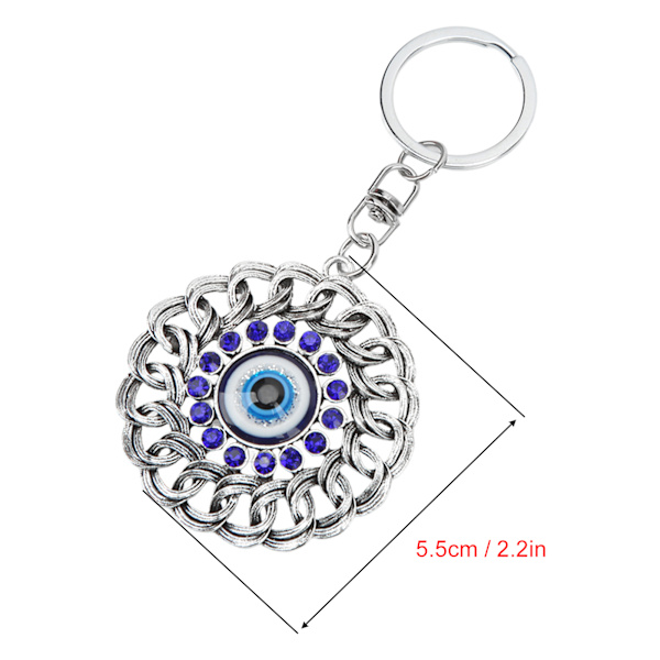 2 stk. Ondt Øje Nøglering Openwork Rundt Snoet Diamant Tyrkiet Blå Ondt Øje Amulet Nøglering Taske Charm Dekor