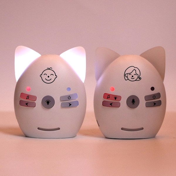 Audio Baby Monitor 2.4GHz Trådløs Musikk 2 Veis Stemme Liten Nattelys Walkie Talkie 100‑240V Hvit AU Plugg