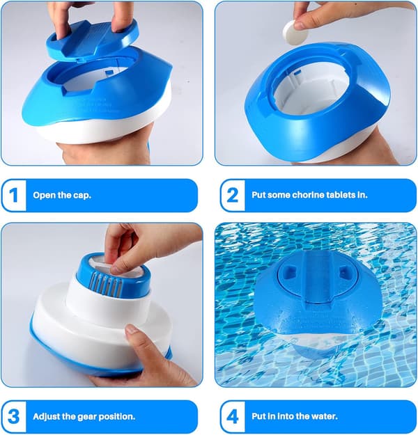 Flytande klortablettdispenser för pool, spa, bubbelpool, fontän