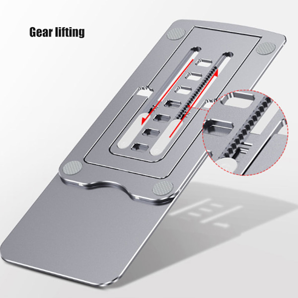 Telefonhållare Fällbar Bärbar Ergonomisk 7 Vinkeljusteringar Botten Silikon Aluminiumlegering Tablet Hållare Silver