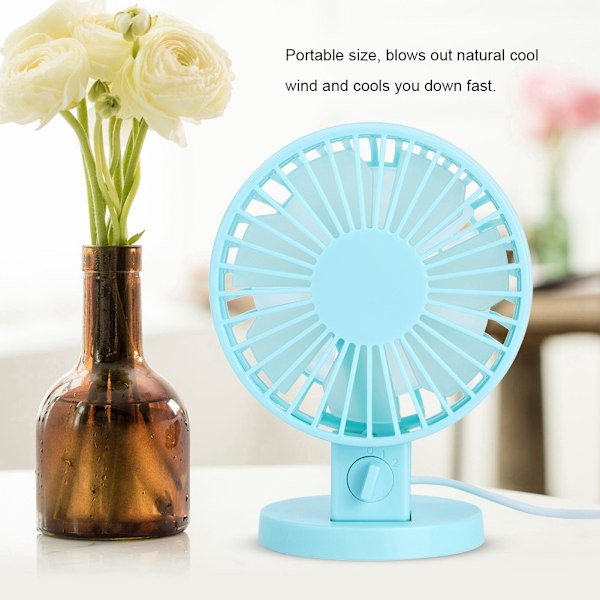 Bærbar Mini Skrivebordsventilator USB Ultra Stille Ventilator 45° Justering til Hjemmekontor DesktopBlå