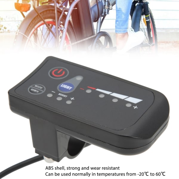 Elektrisk cykel kraftdisplaymätare Vattentät 5-stiftsgränssnitt ABS-hölje LED-displaypanel för cykling 36V