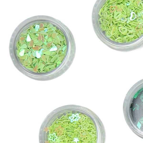 12 rutnät glitter set handgjorda DIY nagelkonst glitter set dekaler 3D nagelkonst dekorationer grönt