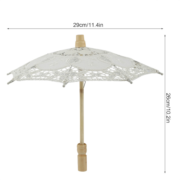Brudparaply Spets Bomull Broderi Handgjord Parasol Bröllop Tillbehör (Beige)