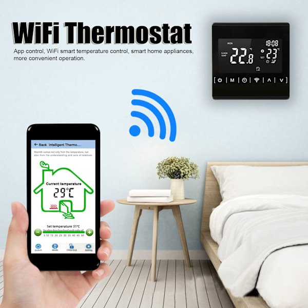 Älykäs lämpötilan säädin WiFi sähkölämmitystermostaatti lattialämmitykseen 85V~265V