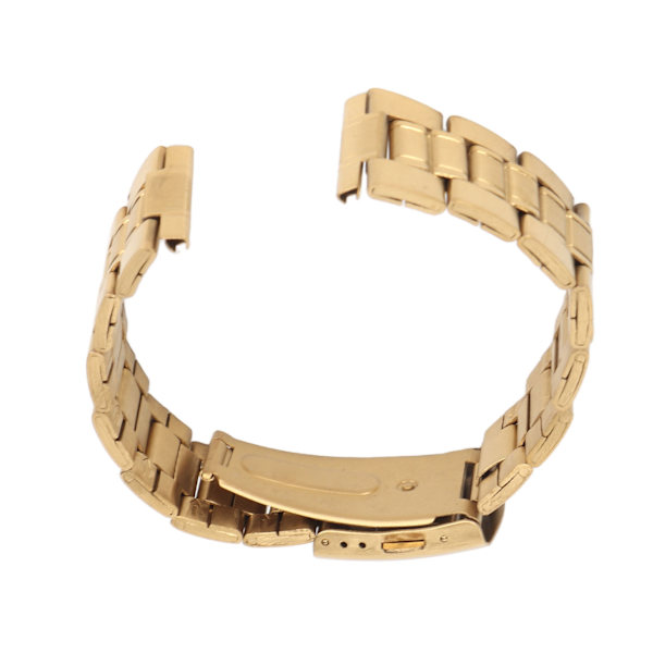 Rostfritt stål klockarmband Snabbkoppling Dubbellås Spänne Ersättning Metall Klockarmband Rem för Män Kvinnor Guld 22mm/0.9in