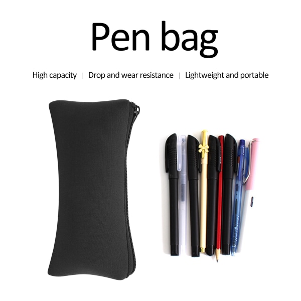 3 stk. Neoprene Bjergbestigning Opbevaring Blyant Etui Taske Camping Blød Slidstærk Pen Etui (Sort)