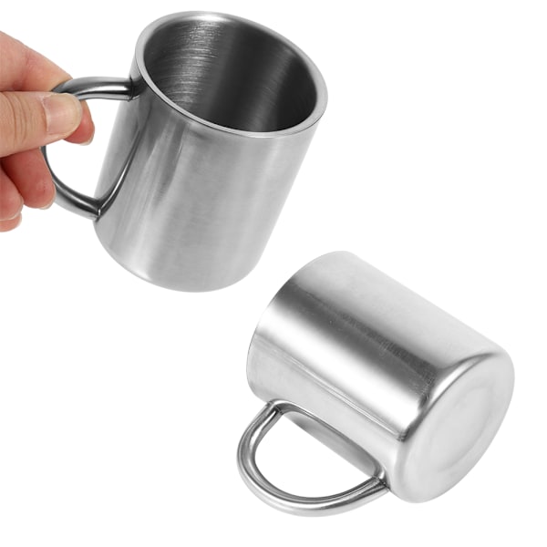 Bärbar student rostfritt stål dubbelväggig mugg resecamping kaffe te mjölk kopp hållbar