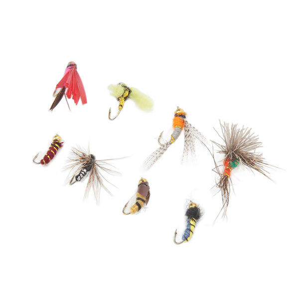 40 stk fiske lokke agn assortert sett kit med vanntett boks for innsjø elv