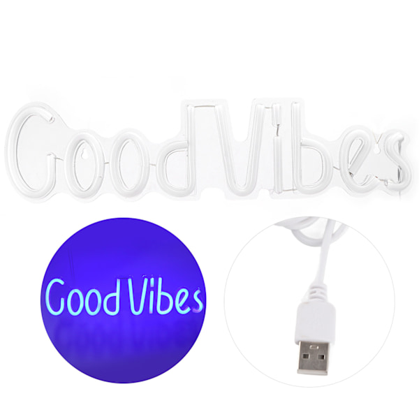 Neon skylt Good Vibes ord USB-driven neonljus för sovrum bar pub hotell fest konstdekoration