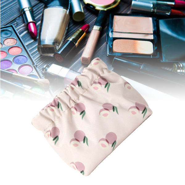 Resväska Makeup Väskor Söta Frukttryck Vattentät Oxfordtyg Mini Makeup Väskor för Läppstift Nycklar Hörlurar Persikofärg Fri Storlek