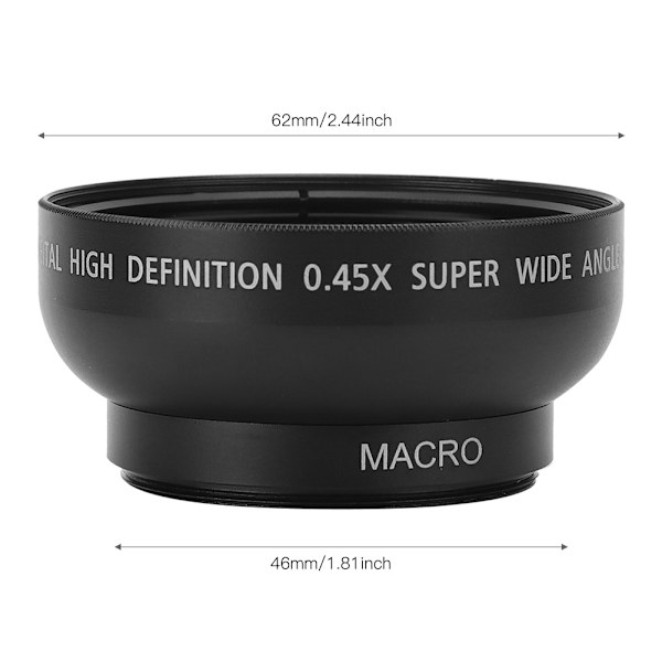 JSR‑1156 Avancerad 46MM 0.45X vidvinkel makroobjektiv passar alla 46MM diameter kameralinser