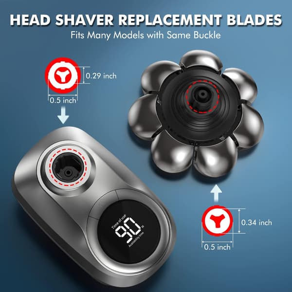 Erstatningshoder til barbermaskin 8D Blader Universelle Erstatningsblader Barberhode for Menn Sølv