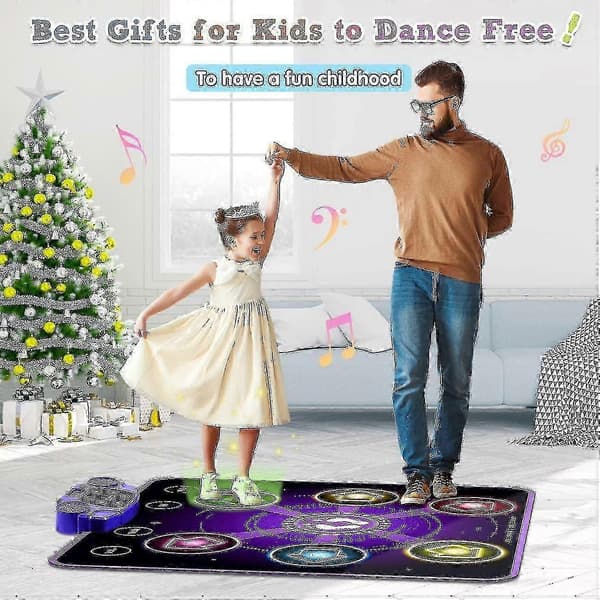 Dansemåtte til børn i alderen 4 til 8 til 12 år, lysende dansemåtte, julefødselsdagsgaver til 5-årig pige, legetøj i alderen 6 til 7, Bluetooth-musik
