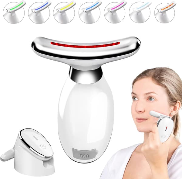 Ansigtsmassager mod rynker med 7 LED-farver og EMS 3 tilstande