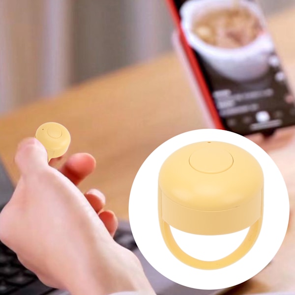 Fingertip Video Controller Trådløs BT4.0 Op til 32,8ft Ergonomisk ABS Silikone App Sidevender til Selfie Video Browsing Gul