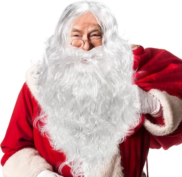 Jultomte Peruk och Skäggset Vit Festdräkt Kostym