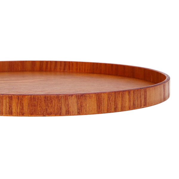 Träs serveringsbricka rund hållbar enkel elegant stil bred applikation blank yta stabil struktur träbricka 30 cm
