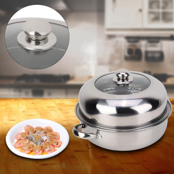 28CM Rostfritt Stål Enkelskiks Lagergryta Hotpot Mat Ångkokare Gryta Köksredskap Hushåll Matlagning