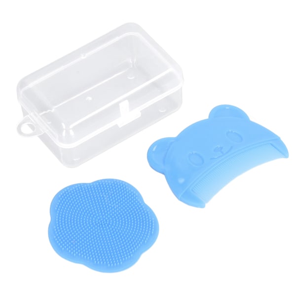 2PCS Baby Scalp Brush Set Mjuk Sensorisk Silikon Badborste Bekväm Nyfödda Hårbotten Badverktyg Blå