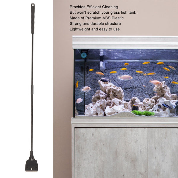 Akvariealg skrapa 5 utbytbara blad Lättvikts akvarium skrapa rengöring för glastank Smal mun förlängningstyp 51cm