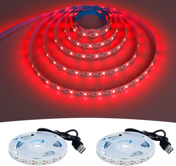 5V USB LED-list Röd 6000K USB-driven 4M 2st Flexibel SMD2835 Hög Ljusstyrka Ej Vattentät IP20 LED-tejpbelysning