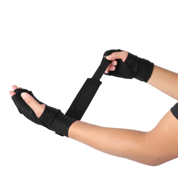 1 par elastiske håndbindsbandager Punching Handwrap Protector til boksning Muay Thai (sort, 2,5 m)