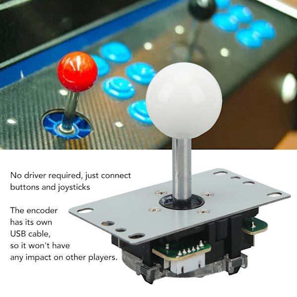 DIY USB-kontroller Dator Rocker Oval Boll Joysticks med Kontrollchip för Arkadspel Vit