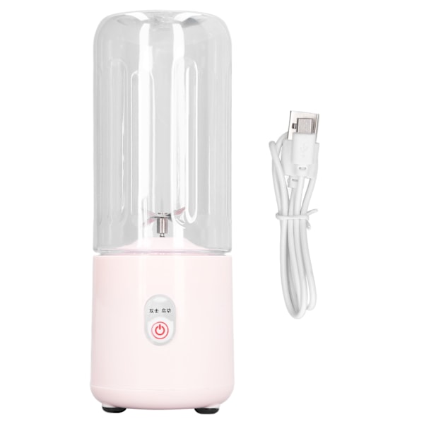 Bærbar Blender 6 Blad USB Oppladbar Multifunksjonell Mini Fruktmikser Juicer Kopp for Hjem Student 500ml Rosa