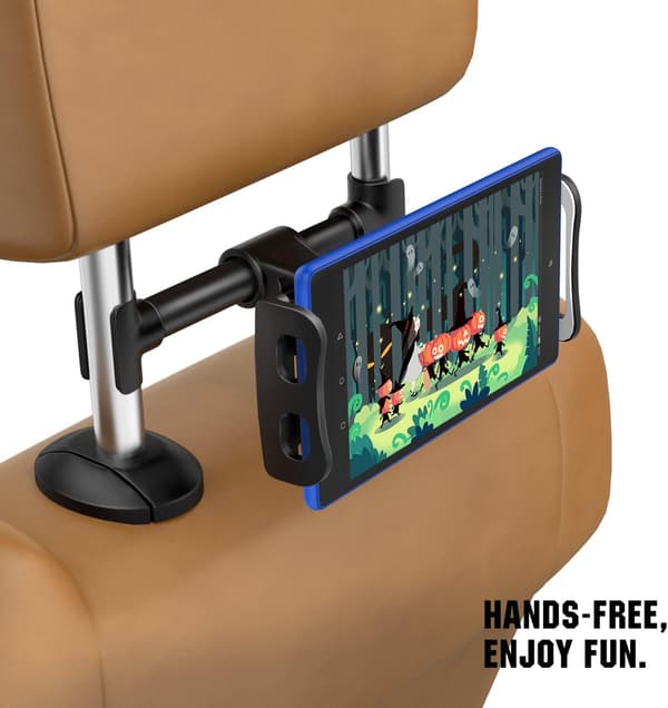 Justerbar Nakkestøtte Bilmontering Tablet Holder til 4-12,9 Tommer Enheder iPhone iPad Galaxy Sort