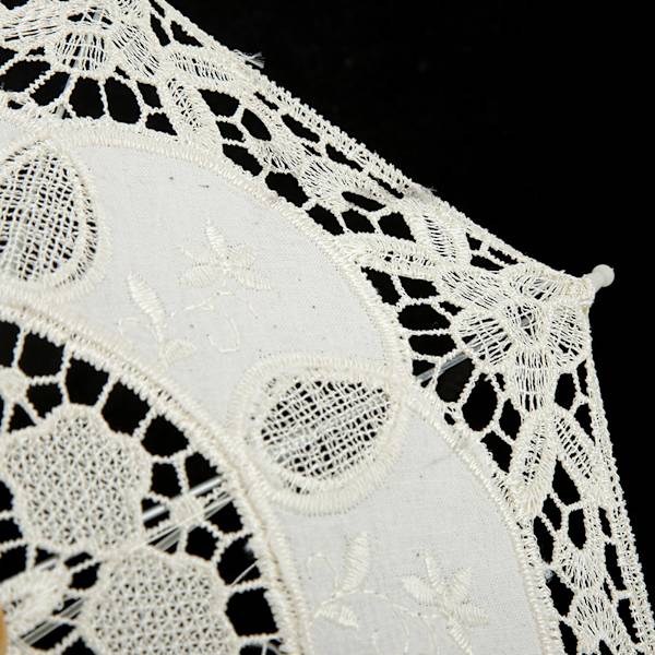 Brudparaply Spets Bomull Broderi Handgjord Parasol Bröllop Tillbehör (Beige)
